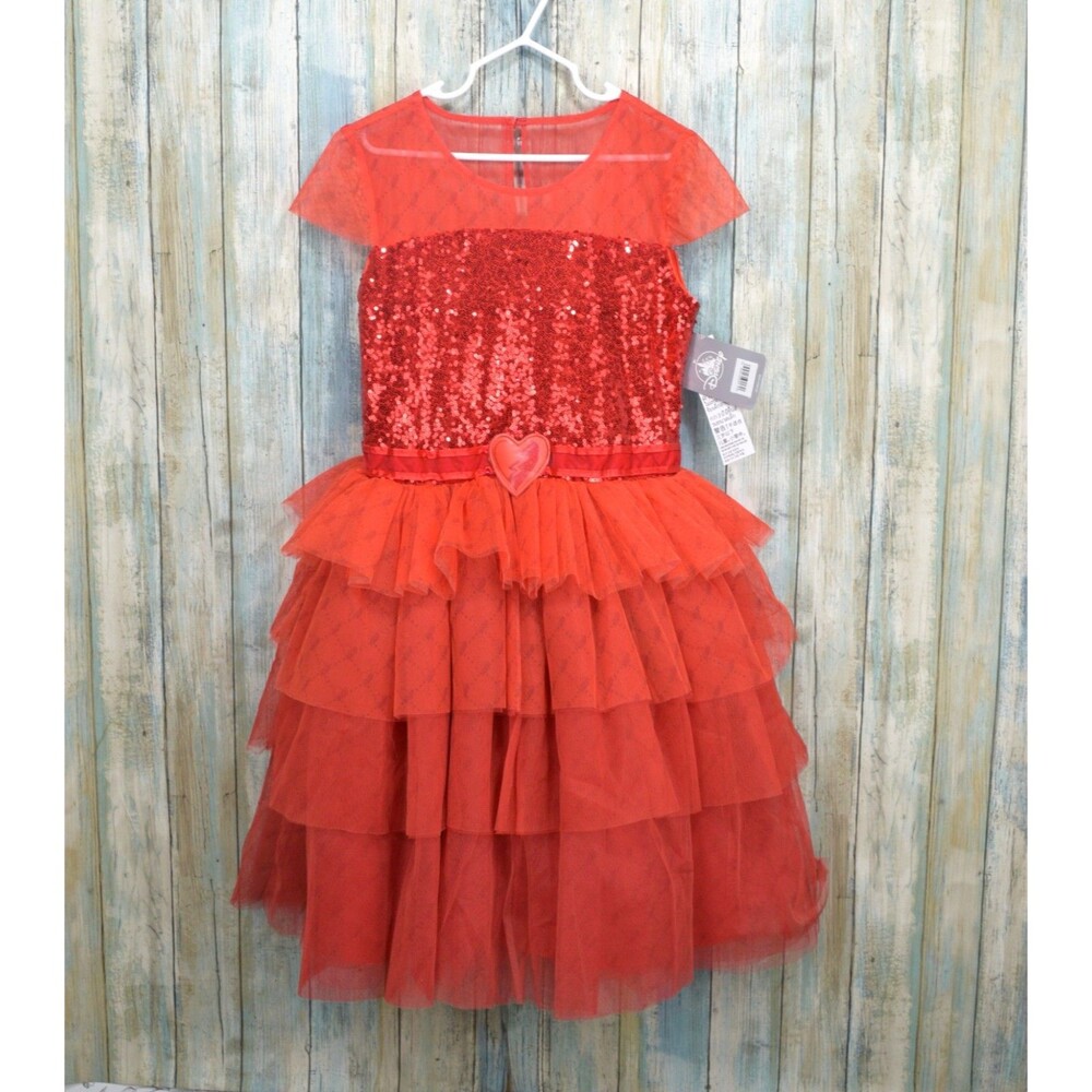 Disney Descendants Sequin Tulle Dress Costume Girls 7/8 Queen of Hearts NWT